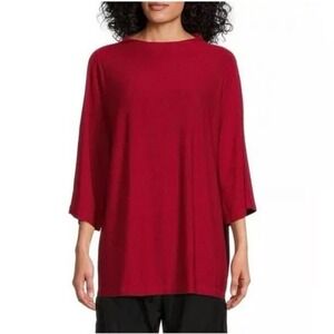 Bryn Walker Women Size XL Adria Tunic Top Red Gala Blouse Shirt USA Made